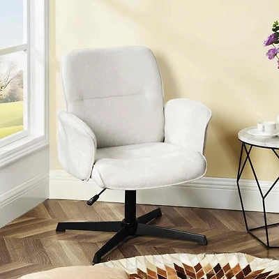 Chaise d'appoint moderne en tissu beige ivoire