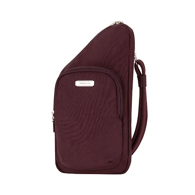 Travelon Essentials Sac à bandoulière antivol asymétrique mini - Bordeaux foncé