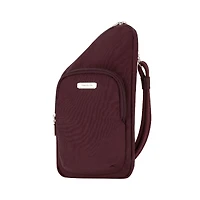 Travelon Essentials Sac à bandoulière antivol asymétrique mini - Bordeaux foncé