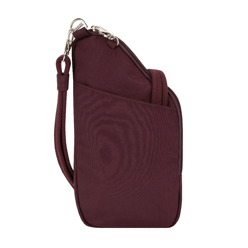 Travelon Essentials Sac à bandoulière antivol asymétrique mini - Bordeaux foncé