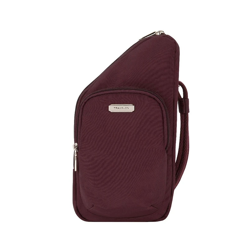 Travelon Essentials Sac à bandoulière antivol asymétrique mini - Bordeaux foncé