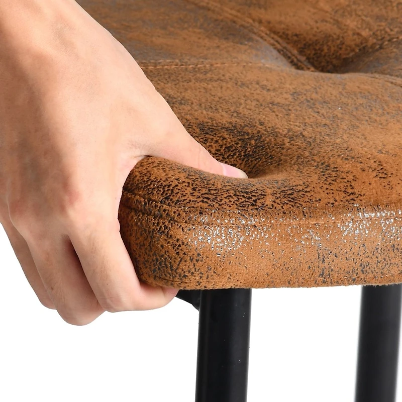 Set of 2 Counter Height Bar Stool with Suede Upholstery and Black Metal Legs by Maison Classique