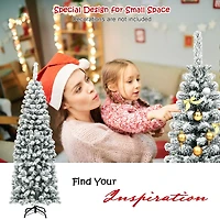 Unlit Flocked Artificial Pencil Christmas Tree - 6 ft