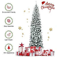 Arbre de Noël artificiel mince enneigé à charnières avec 641 pointes – 7,5 pi