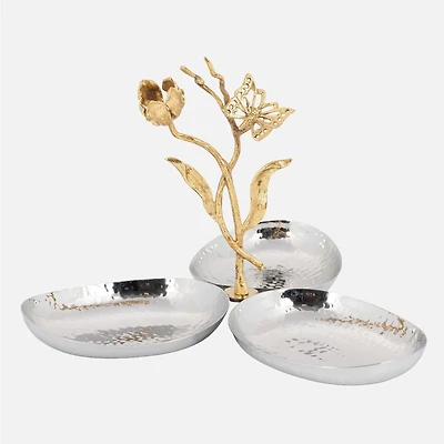 Elegance Gold Butterflies Triple Nut and Candy Dish