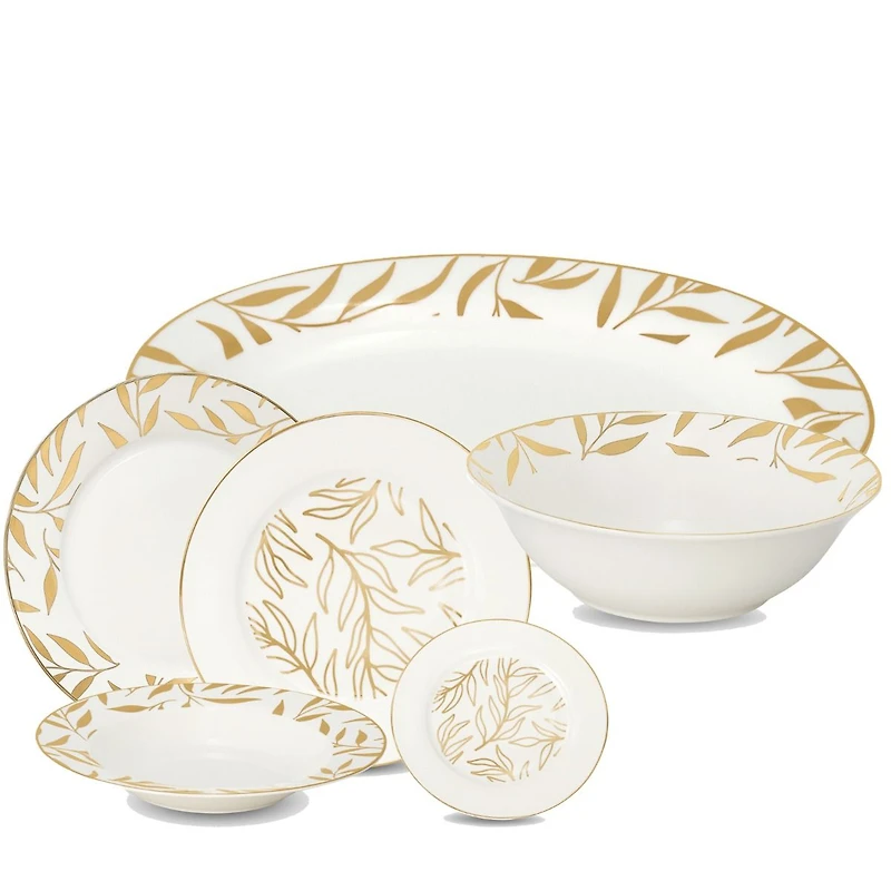 Gold Petal 26-Piece Bone China Dinnerware Set by Brilliant