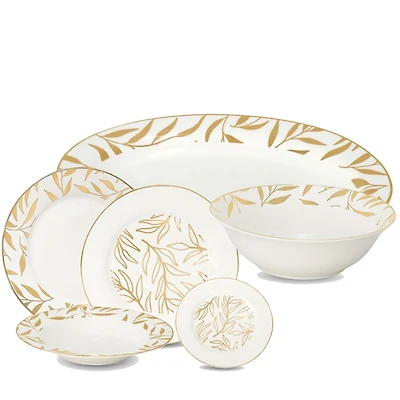 Gold Petal 26-Piece Bone China Dinnerware Set by Brilliant
