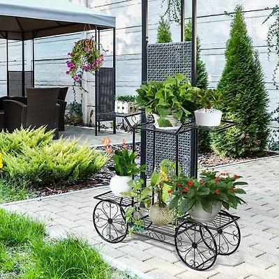Chariot de jardin à 6 niveaux, présentoir décoratif pour fleurs, support pour plantes en pot