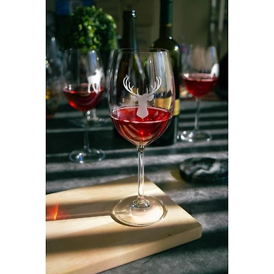 Set of 6 Stag Print Red Wine Glasses by Cuisivin