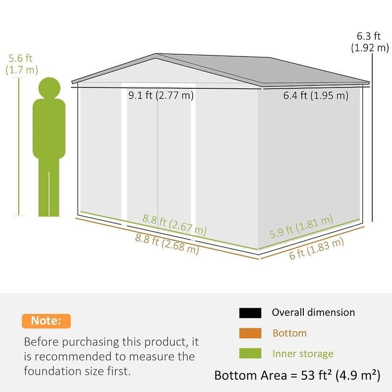 Abri de rangement d’outils extérieur – 9 pi x 6 pi