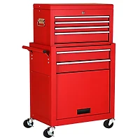 Rolling Cabinet Storage Chest Box Garage Toolbox Organizer - Red