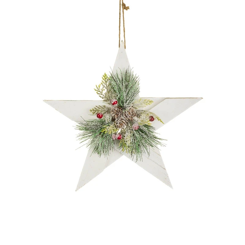 Frosted White Wooden Star Hanging Accent, Pack of 3