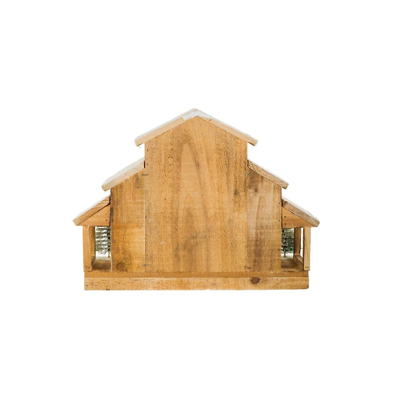 Umber and White Wooden Rustic Barn Warm White LED Accent Pine Trees