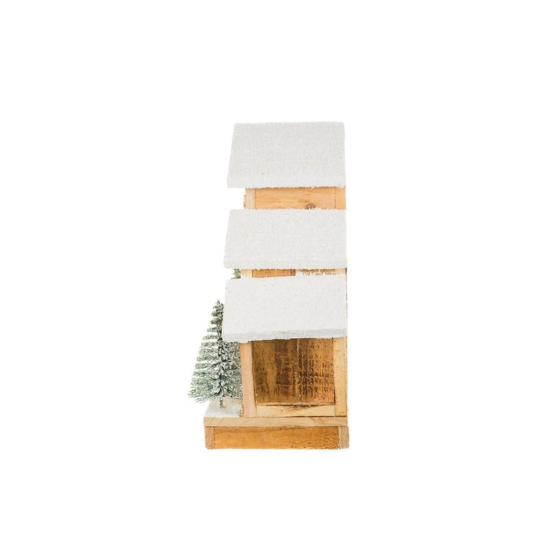 Umber and White Wooden Rustic Barn Warm White LED Accent Pine Trees