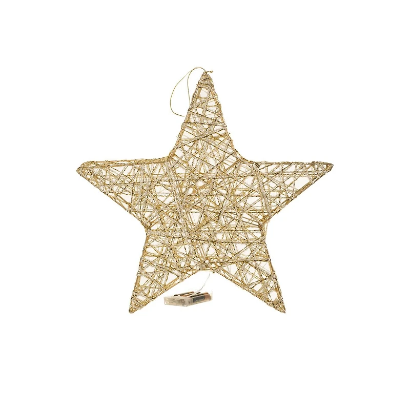 Glossy Gold Metal Star Warm White LED Accent, Pack of 2