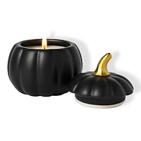 Black ceramic pumpkin candle