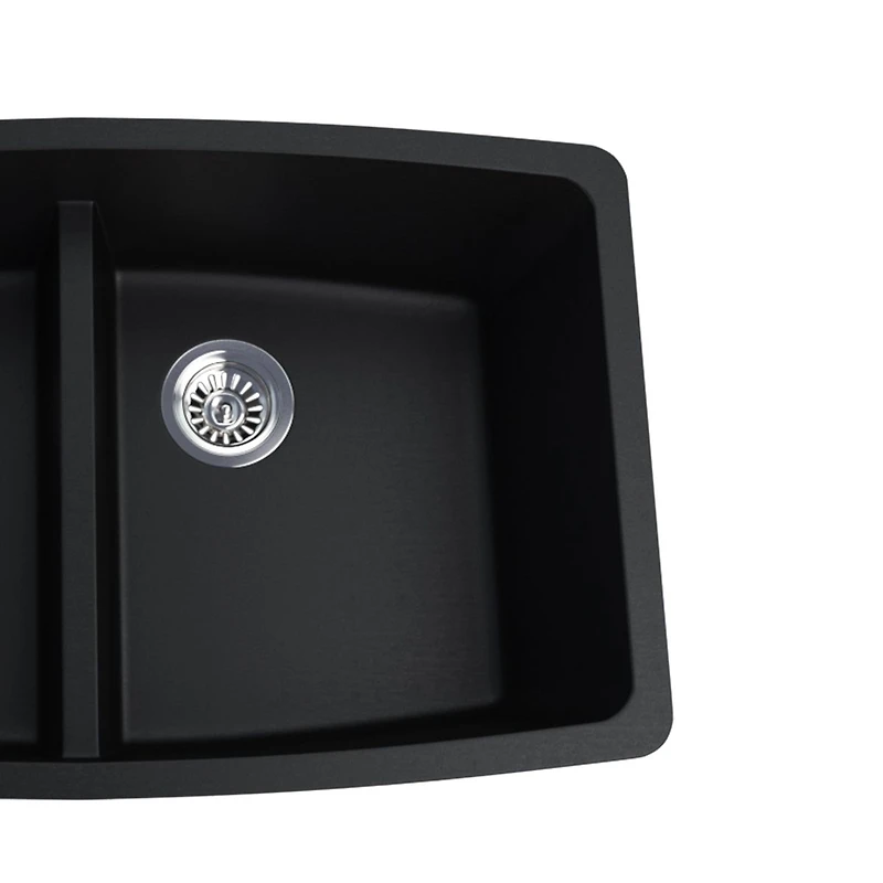 Soothera Granite Double Bowl Top Mount Kitchen Sink - Black