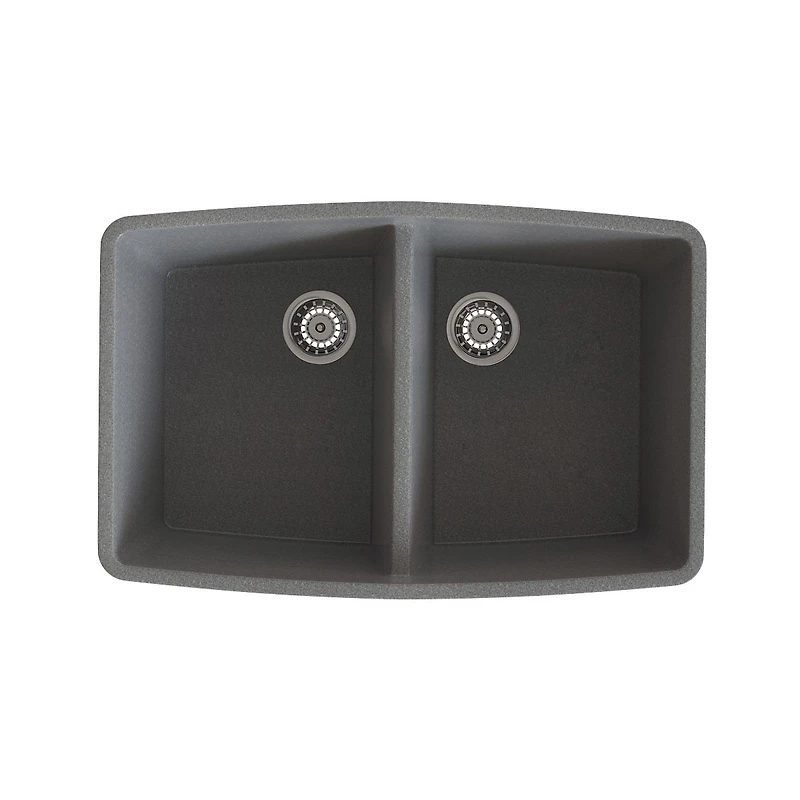 Soothera Évier de cuisine en granite à double bac encastré par le dessus – Gris