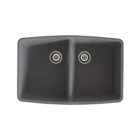 Soothera Évier de cuisine en granite à double bac encastré par le dessus – Gris