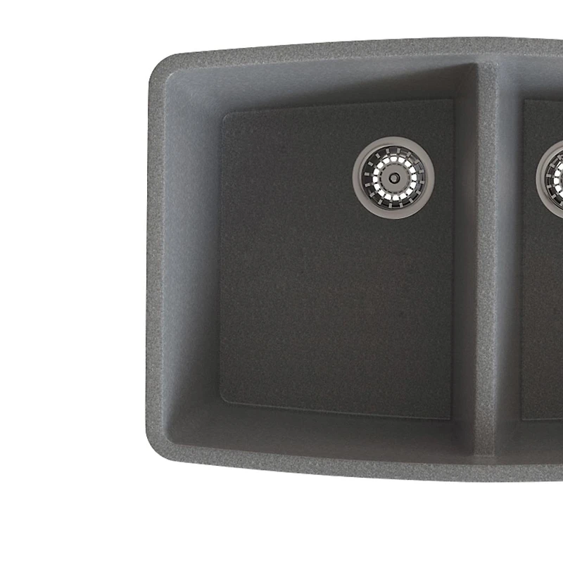 Soothera Évier de cuisine en granite à double bac encastré par le dessus – Gris