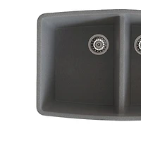 Soothera Évier de cuisine en granite à double bac encastré par le dessus – Gris