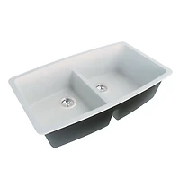 Soothera Granite Double Bowl Top Mount Kitchen Sink - White