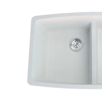 Soothera Granite Double Bowl Top Mount Kitchen Sink - White