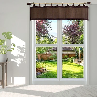 Cantonnière transparente à anneaux en bambou - espresso (48 po x 12 po)