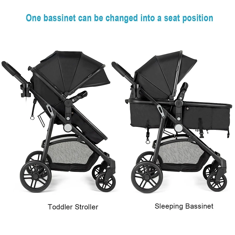 2 1 Foldable Pushchair Newborn Infant Baby Stroller