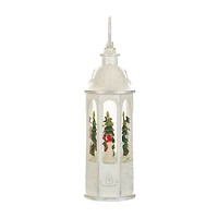 White Plastic Lantern Cool White LED Snow Globe Generous Snowmen