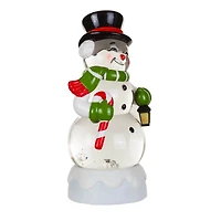 White Plastic Cheery Snowman Warm White LED Snow Globe Swirling Glitter
