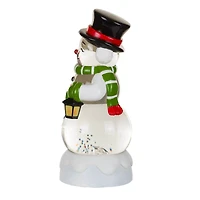 White Plastic Cheery Snowman Warm White LED Snow Globe Swirling Glitter