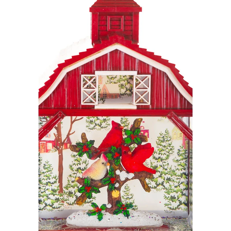 Lanterne à eau suspendue en plastique rouge avec DEL blanc chaud et cardinaux