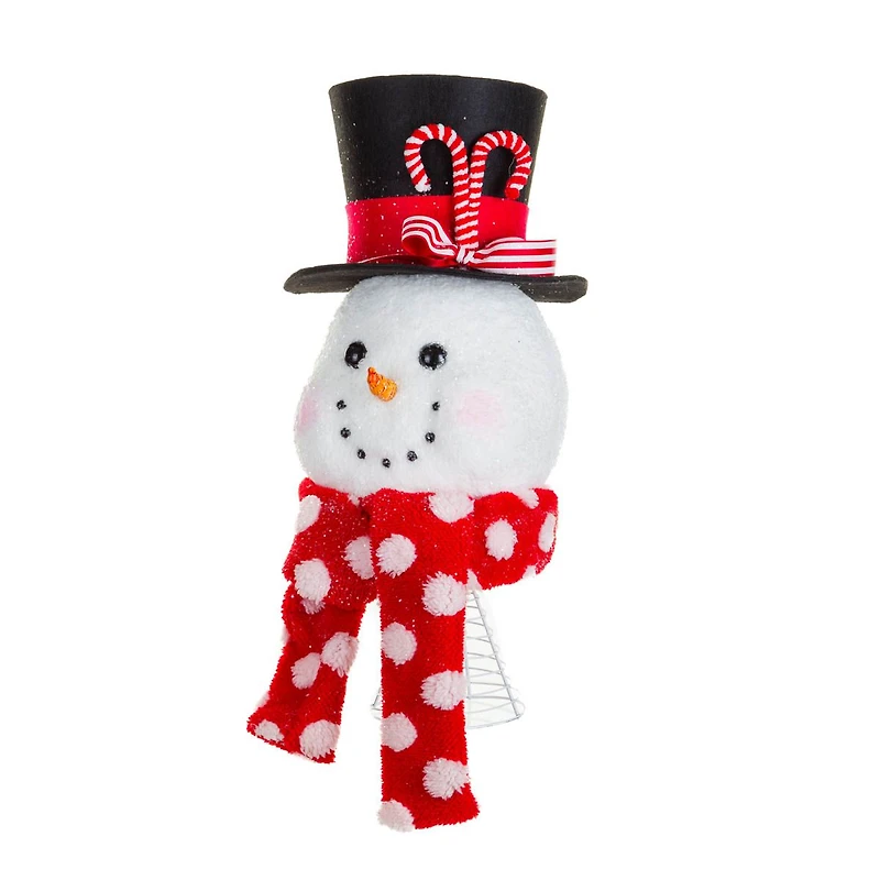 Sparkly White and Red Fabric Snowman Tree Topper