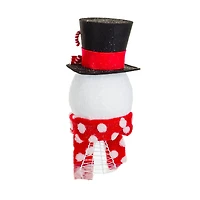 Sparkly White and Red Fabric Snowman Tree Topper