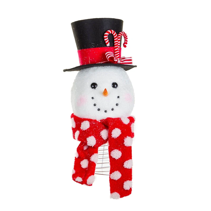 Sparkly White and Red Fabric Snowman Tree Topper