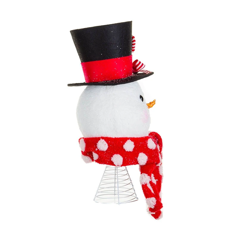 Sparkly White and Red Fabric Snowman Tree Topper