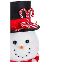 Sparkly White and Red Fabric Snowman Tree Topper
