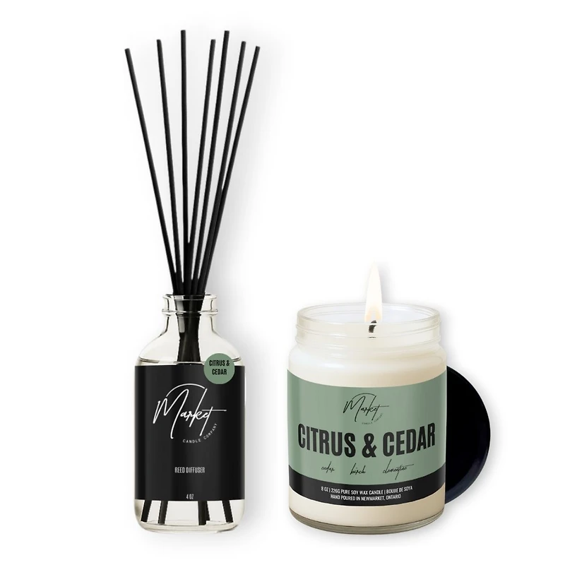 Citrus & cedar candle and reed - Duo