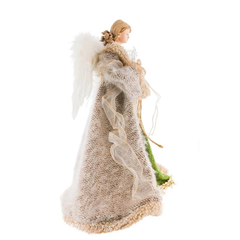 grey and Green Fabric Forest Guardian 10-Light Angel Tree Topper