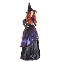 Sparkly Violet Fabric Witch Figure with Scaredy Cat