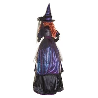 Sparkly Violet Fabric Witch Figure with Scaredy Cat