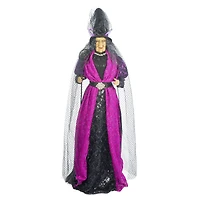 Orchid and Black Fabric Witch Figure with Spider Staff