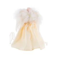 Ivory and Gold Fabric 10-Light Angel Tree Topper Feathered Wings