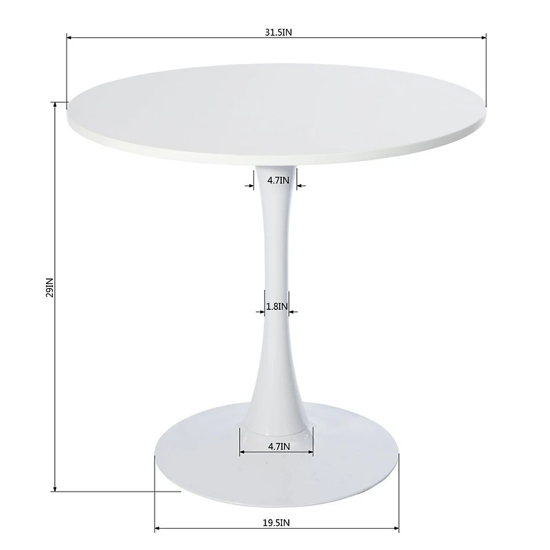 Round Dining Set with Suede Chairs, Set of 5 - White