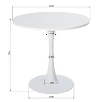 Round Dining Set with Suede Chairs, Set of 5 - White