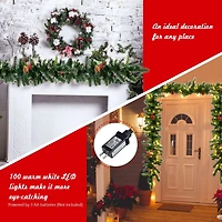 Pre-lit Artificial Christmas Garland, Red Berries - 9 ft