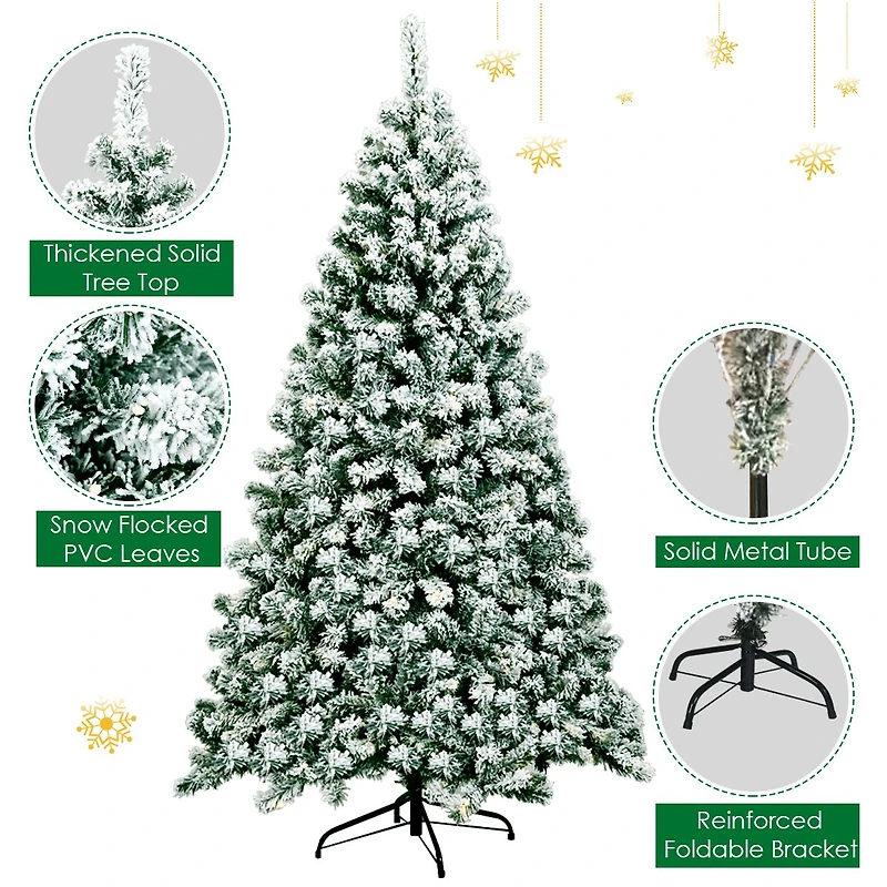 Arbre de Noël artificiel enneigé pré-illuminé à charnières – 6 pi
