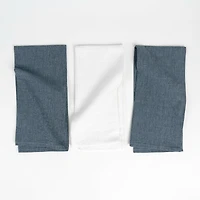 Set of 3 Kitchen Contemporary Denim Towels