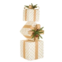 Off-White Cloth Stack of Presents with Braided Wrapping